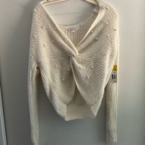 No Boundaries Off-the-Shoulder Cream Sweater